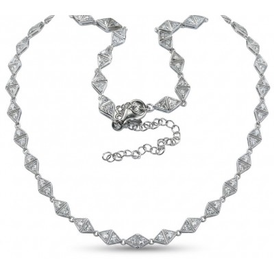 Precious Genuine White Topaz 18K White Gold over .925 Sterling Silver handmade necklace