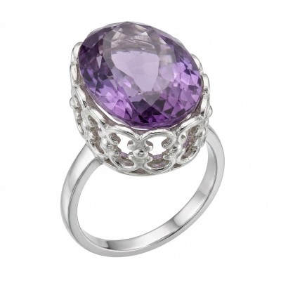 Top quality 14.4 carat Amethyst .925 Sterling Silver dipped in rhodium Handcrafted Ring size 7