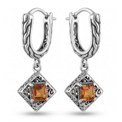 Valentina 2.5 carat Padparadscha Orange Sapphire .925 Sterling Silver handcrafted earrings