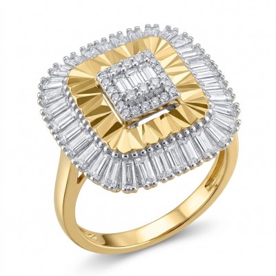 Art Deco 2.2 carat White Topaz 14K Gold over .925 Silver handcrafted Cocktail Ring s. 9