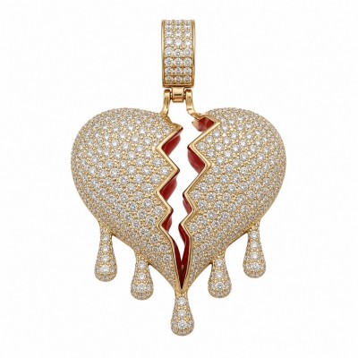 Melting Heart Luxurious 12.4 carat White Topaz 14K Gold over .925 Sterling Silver handcrafted pendant