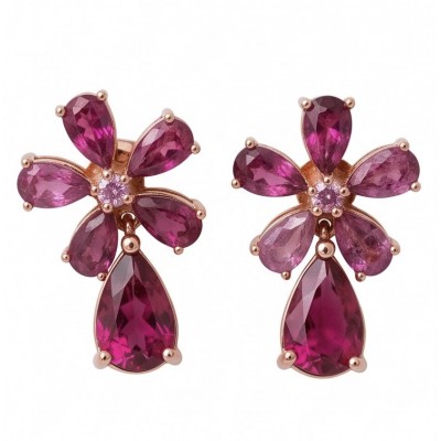 Giovanna - Magnificent floral design- 8.2 carat Kasmir Ruby .925 Sterling Silver dippedin 22K Gold handcrafted incredible Statement earrings