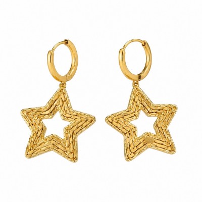 Golden Stars- Dubai Style - .925 Sterling Silver dipped in 22K Gold handmade Earrings