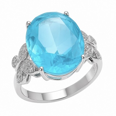Oceania 14.5 carat Paraiba Tourmaline .925 Sterling Silver Handcrafted Ring size 8 3/4