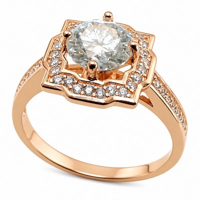 Perfection 1.8 carat White Topaz 14k Gold over .925 Silver handcrafted Cocktail Ring s. 7