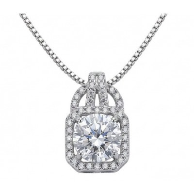 Romantica Precious Natural 4.2 carat White Topaz Silver handmade necklace