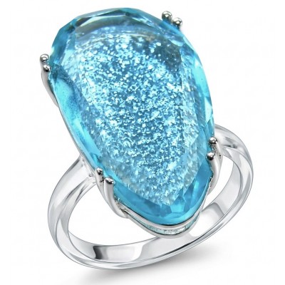 Angelina 14.9 carat authentic Aquamarine .925 Sterling Silver Handcrafted Ring size 8