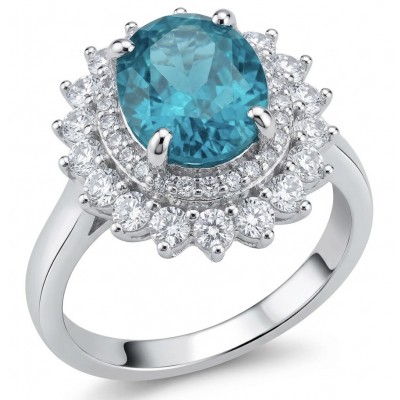 WONDERLAND 4.8 carat Paraiba Tourmaline .925 Sterling Silver Handcrafted Ring size 7 1/4