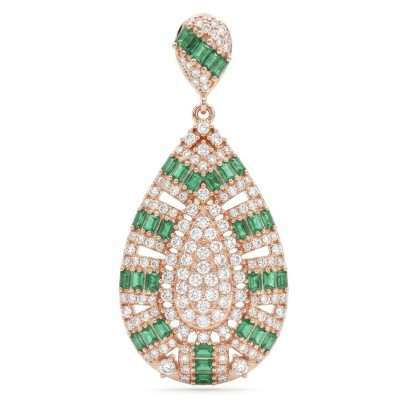 Isabella 4.2 carat oval cut Emerald 18K Rose Gold .925 Sterling Silver Perfectly handcrafted pendant