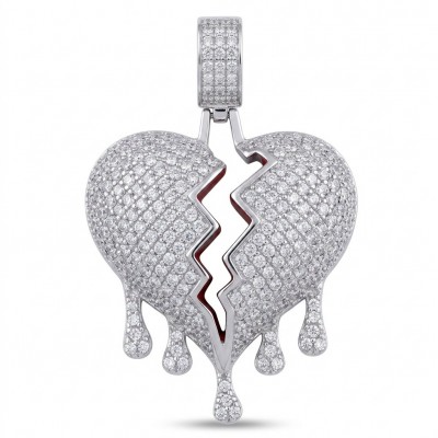 Melting Heart Luxurious 12.4 carat White Topaz .925 Sterling Silver handcrafted pendant