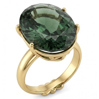 Exotic Beauty oval cut 17.5 carat Helenite .925 Sterling Silver dipped in Real 14k Gold handmade Ring s. 8