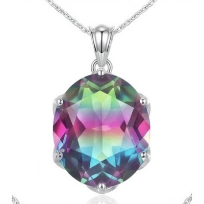 5.2 carat oval cut Brazilian Tourmaline .925 Sterling Silver Perfectly handcrafted pendant