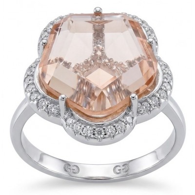 Tae Rose 8.5 carat Morganite .925 Sterling Silver handmade ring s. 9