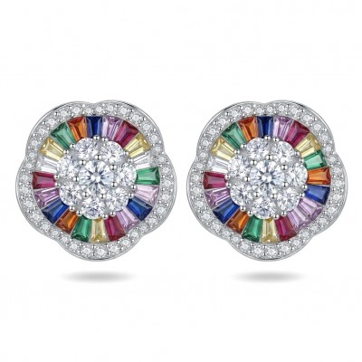 Extravaganza authentic 3.5 carat Multigem rhodium over .925 Sterling Silver Handcrafted Earrings