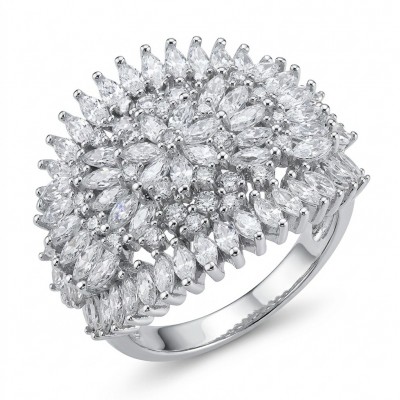 Real Beauty - 10.5 carat White Sapphire .925 Sterling Silver Handcrafted Statement Ring size 8 1/2