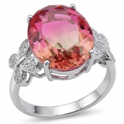 12.8 carat Brazilian Tourmaline .925 Sterling Silver dipped in rhodium Perfectly handcrafted Ring s. 8 1/2