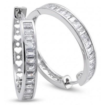 Allure Natural 8.2 carat White Topaz .925 Sterling Silver handcrafted hoop earrings