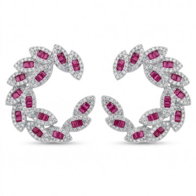 Precious - Art Deco 10.2 carat Ruby .925 Sterling Silver handmade earrings