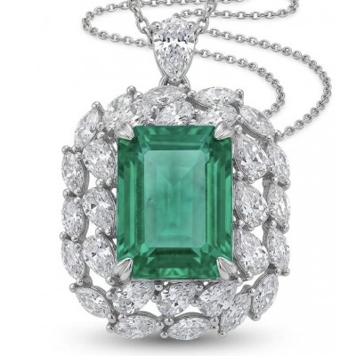 Giovanna - Authentic 18.5 CARAT natural baquette cut Colombian Emerald .925 Sterling Silver handcrafted necklace