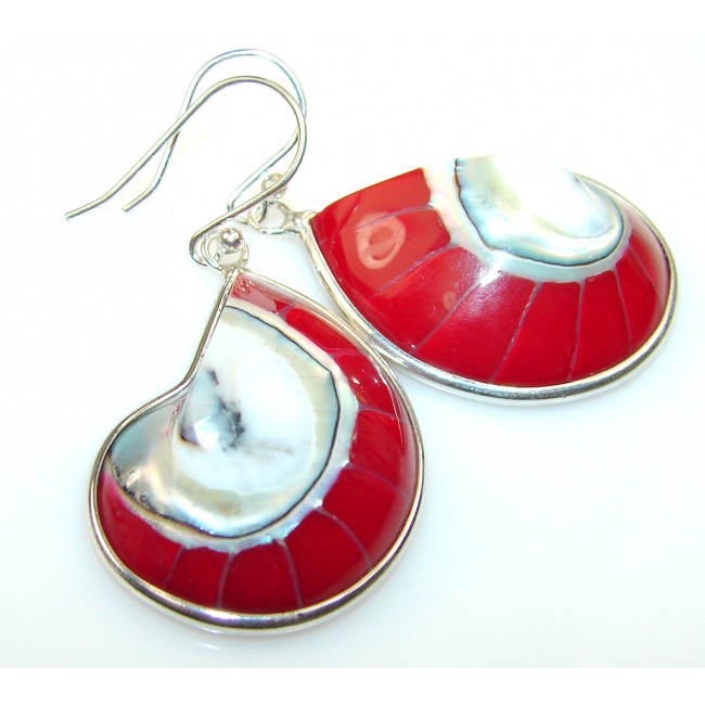 Lovely Red Shell Sterling Silver earrings