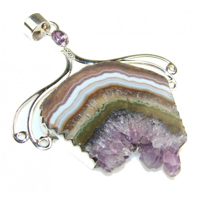 Classy Amethyst Cluster Sterling Silver Pendant