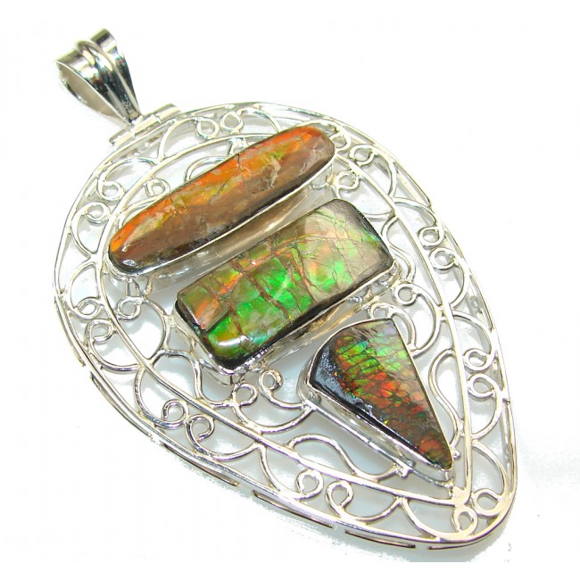 Touch of Life!! Ammolite Sterling Silver Pendant