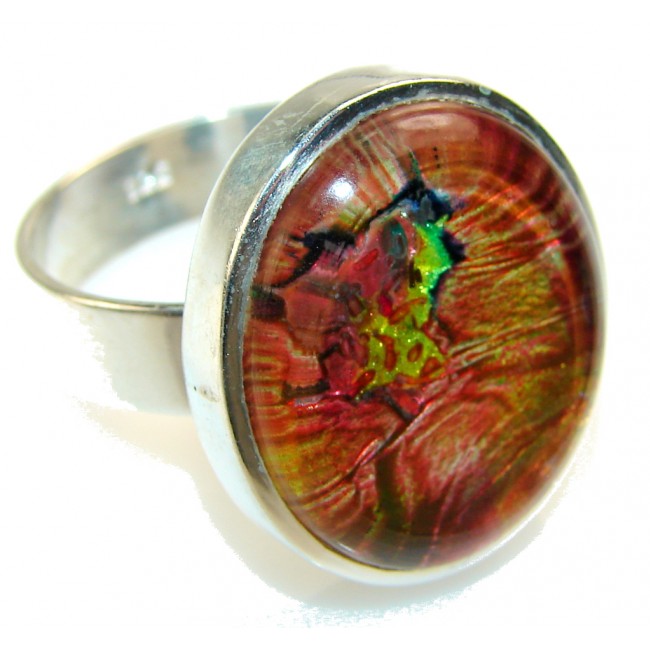 Fantastic Dichroic Glass Sterling Silver ring s. 12 1/2