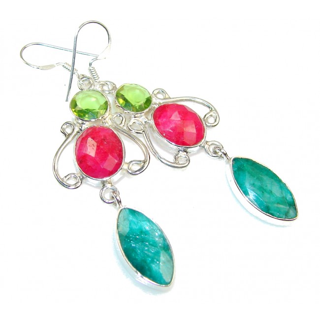 Party Green Emerald Sterling Silver earrings