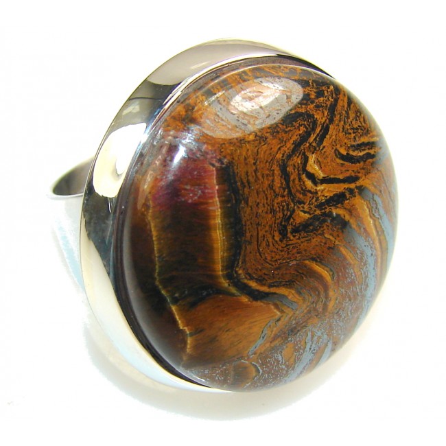 Precious Golden Tigers Eye Sterling Silver Ring s. 5 1/2