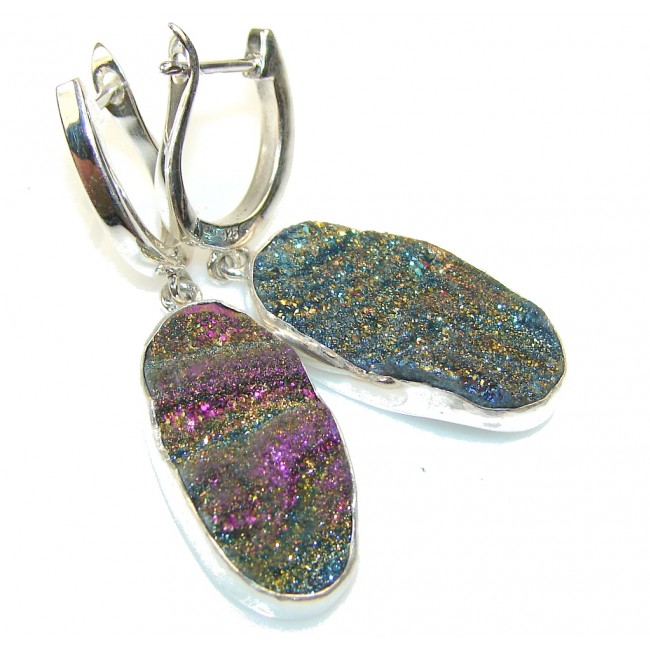 Rainbow Titanium Druzy Sterling Silver Earrings