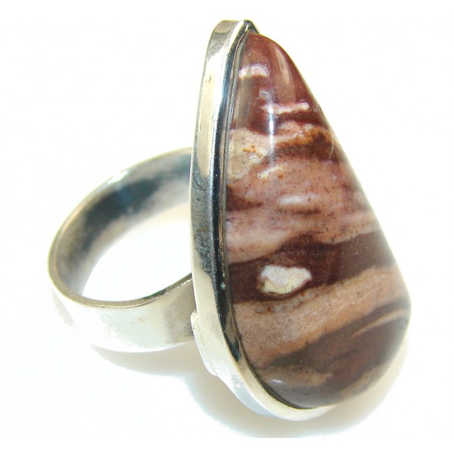 Excellent Brown Nugget Jasper Sterling Silver Ring s. 7 1/2