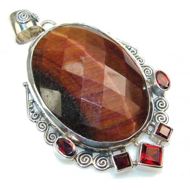 Beautiful Red Tigers Eye Sterling Silver Pendant
