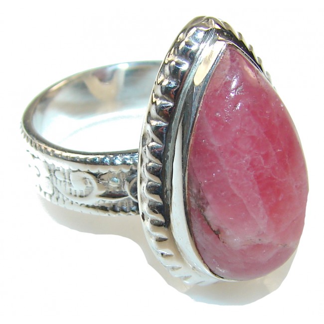 Amazing Pink Rhodochrosite Sterling Silver ring s. 9