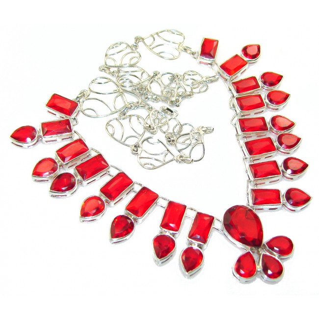 Lovely Design Of Red Quartz Sterling Silver necklace