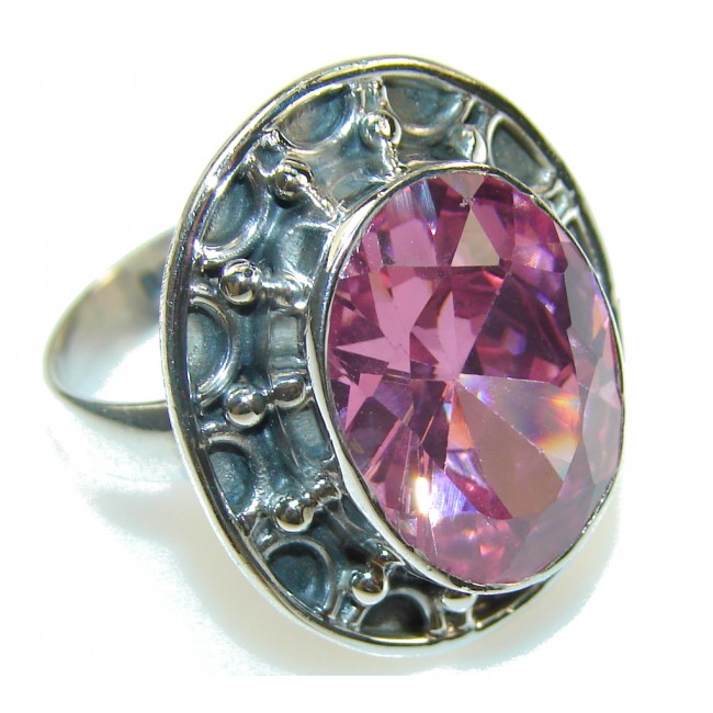 Perfect Pink Topaz Quartz Sterling Silver ring; size 7