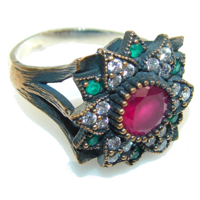 Turkish!! Pink Ruby Sterling Silver ring s. 9