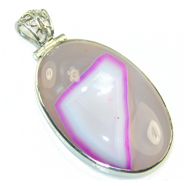 New Pink Agate Sterling Silver Pendant