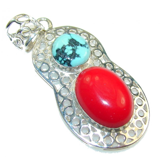 God's Gift!! Red Fossilized Coral Sterling Silver pendant