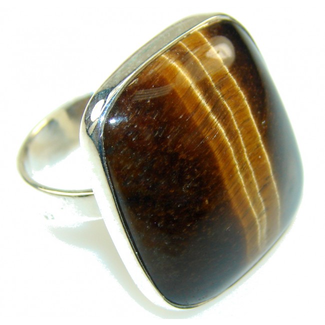 Beautiful Tigers Eye Sterling Silver Ring s. 9