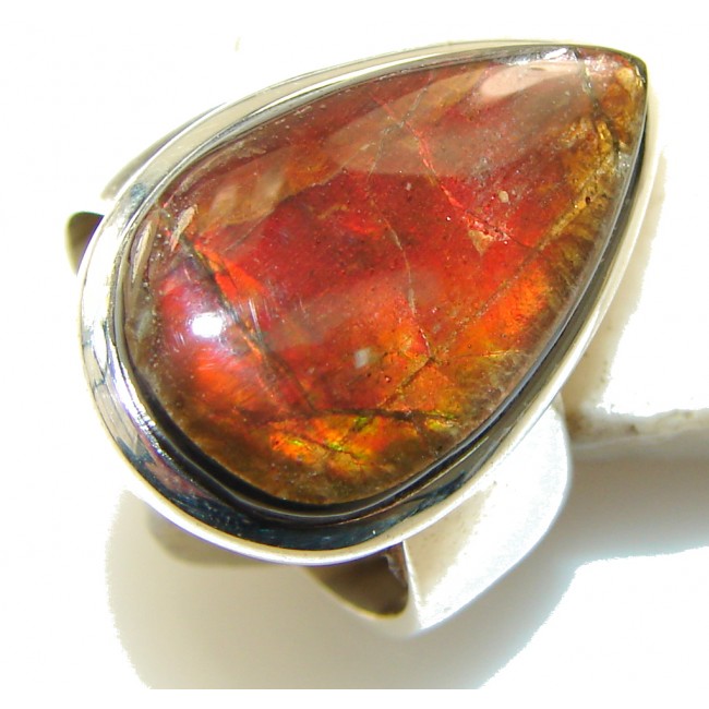 Amazing Design!! Ammolite Sterling Silver ring s.7 1/4