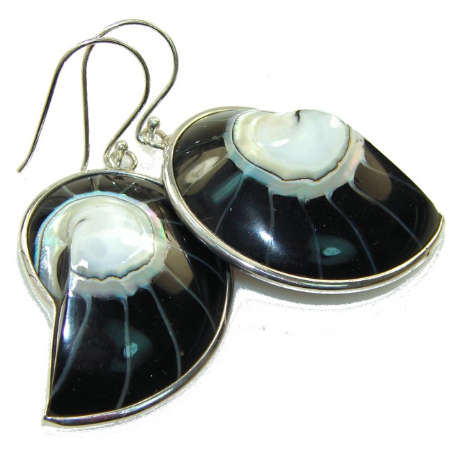 Bring The Heat!! Black Ocean Shell Sterling Silver earrings