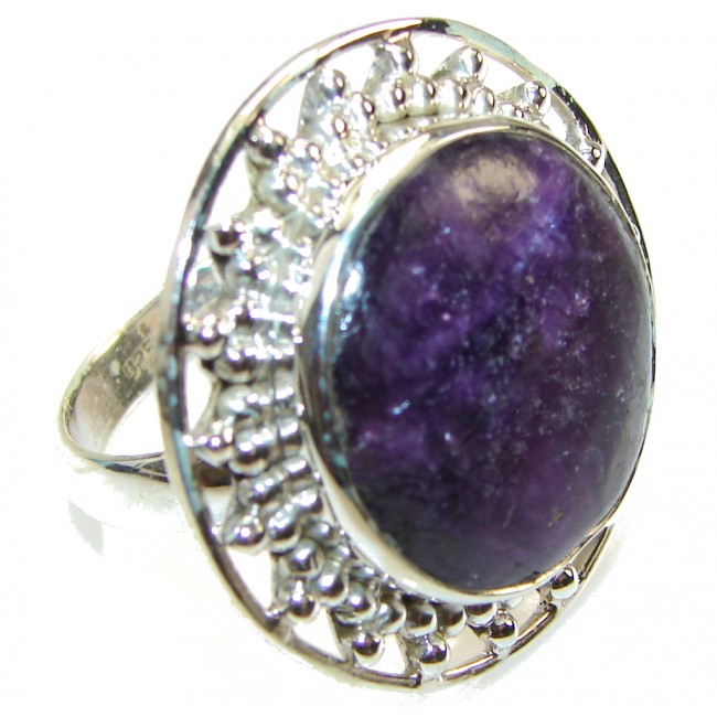 Dark Purple Siberain Charoite Sterling Silver ring s. 10