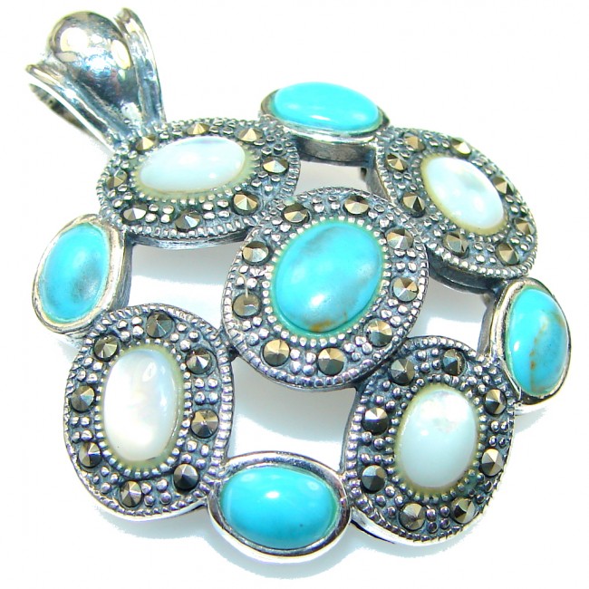 Amazing! Blur Turquoise Sterling Silver Pendant