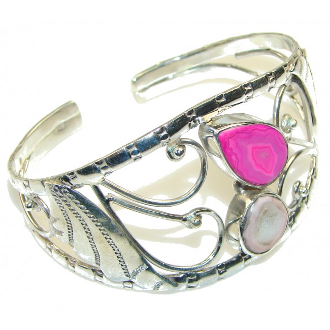 Pale Beauty!! Pink Agate Sterling Silver Bracelet / Cuff