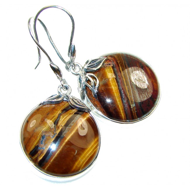 Special Moment!! Brown Tigers Eye Sterling Silver Earrings