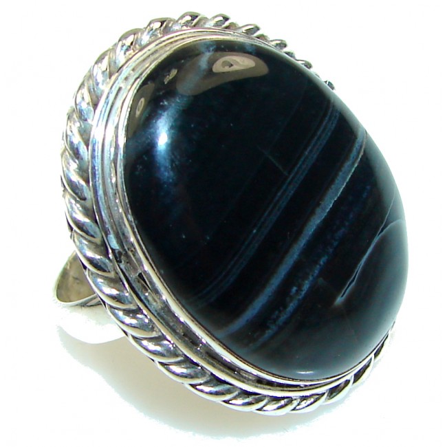 Fantastic! Black Onyx Sterling Silver Ring s. 10