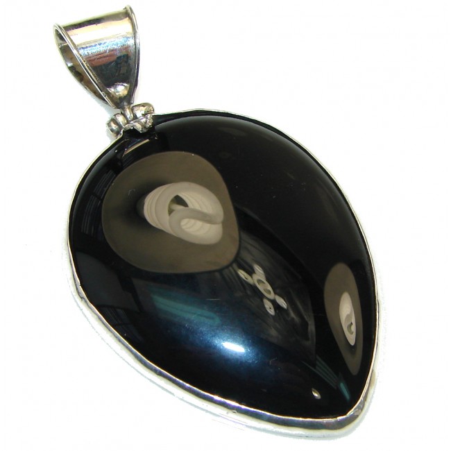 Simple! Large Black Onyx Sterling Silver pendant