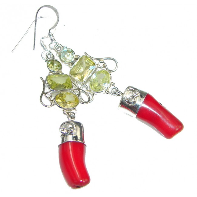 Classic Red Fossilized Coral Sterling Silver earrings