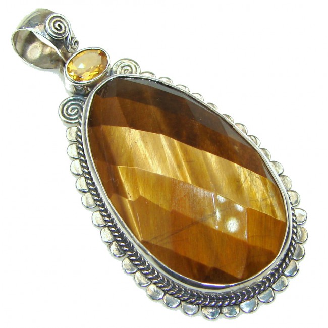 Amazing Brown Tigers Eye Sterling Silver Pendant