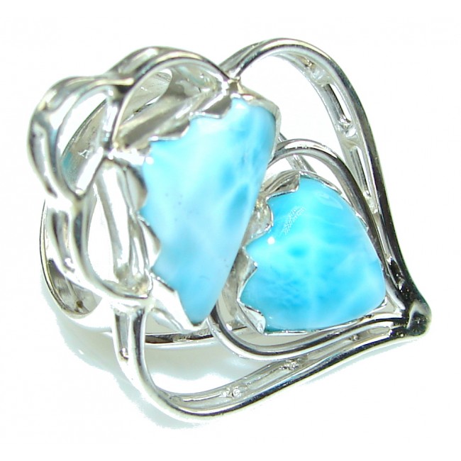 Blue Destiny! Blue Larimar Sterling Silver Ring s. 8